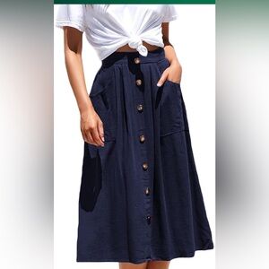 NWOT Women’s Dark Navy A-Line High Waisted Skirt with Pockets Size Small
